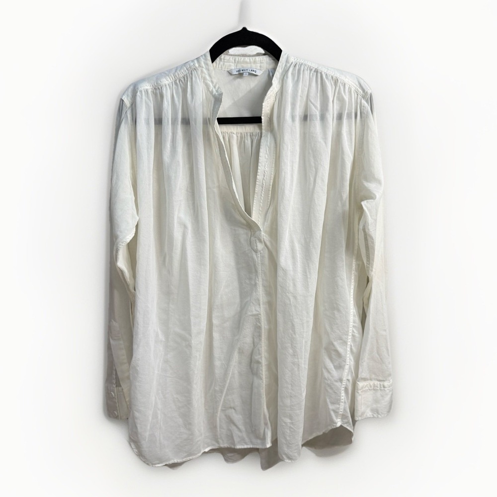 Helmut Lang Ivory Blouse S Quiet Luxury Minimalist Clean Girl Designer Elevated